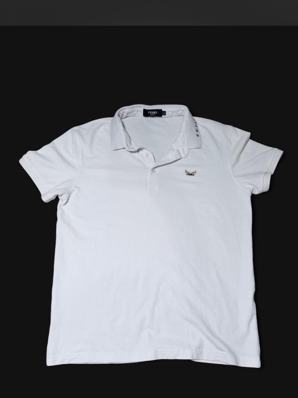 Fendi Roma Monster Eyes Logo White Polo Shirt Men’s M Italy